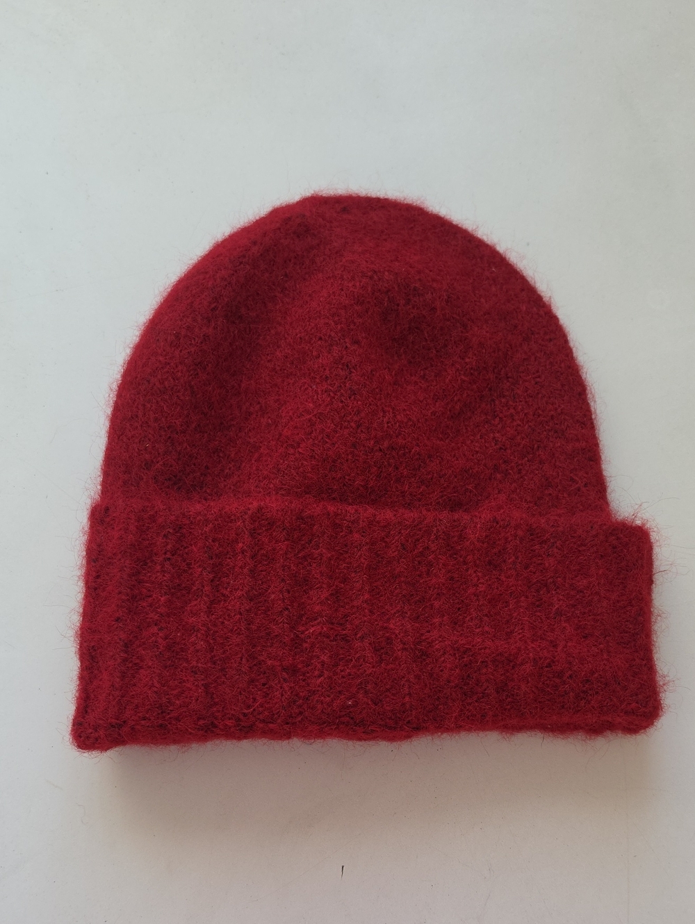 Anthropologie Cozy Red Fuzzy Knit Beanie